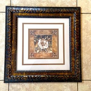 Framed magnolia print with beveled matting